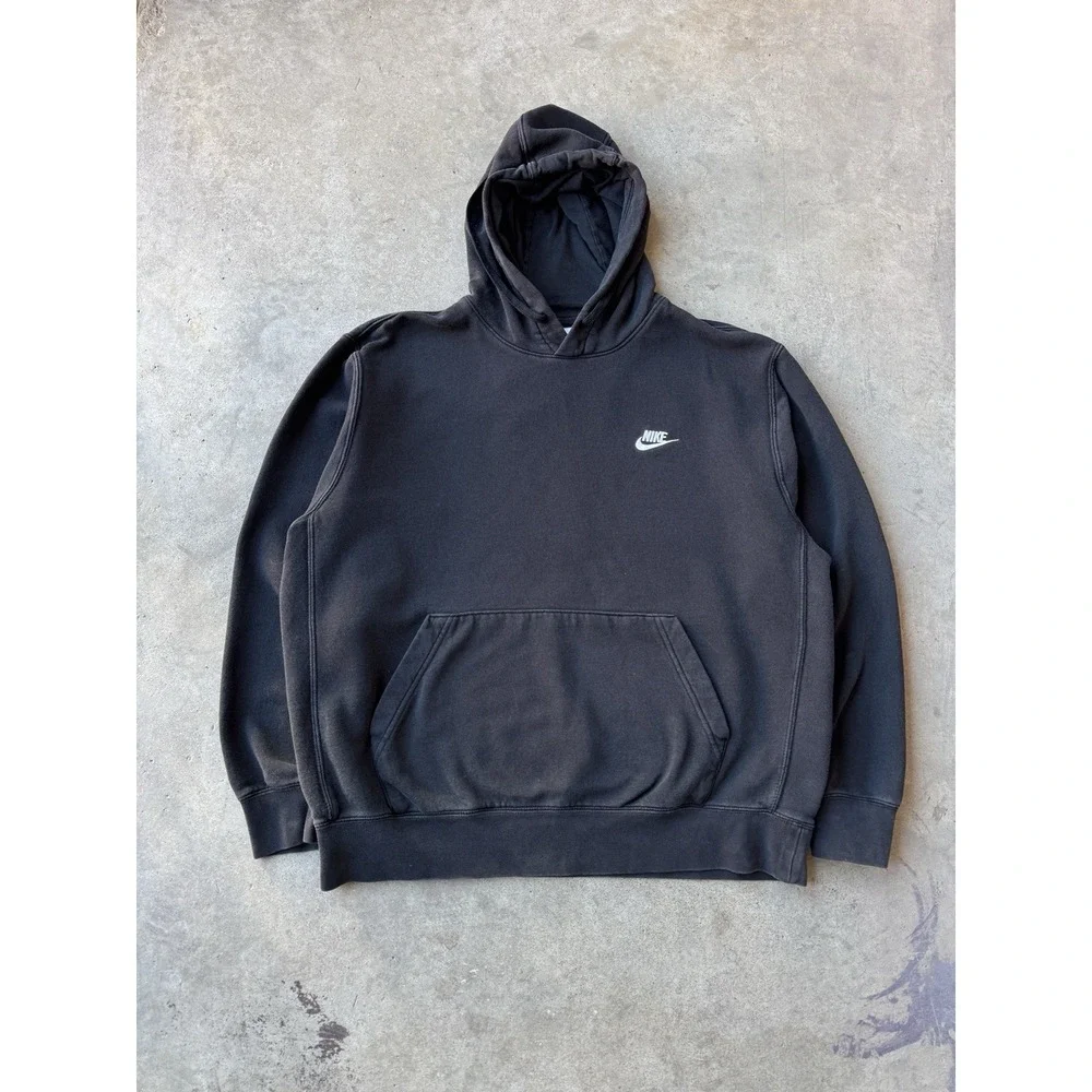 Nike Black Essential Blank Pullover Hoodie Jacket Large Cotton